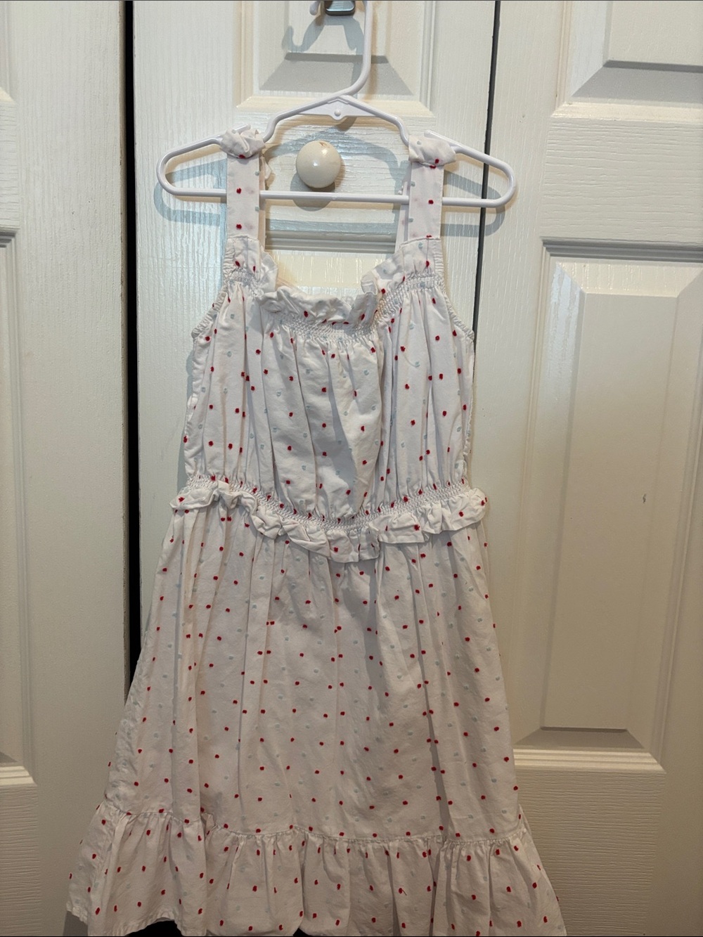 Janie and Jack White Dress with Red Dot Print